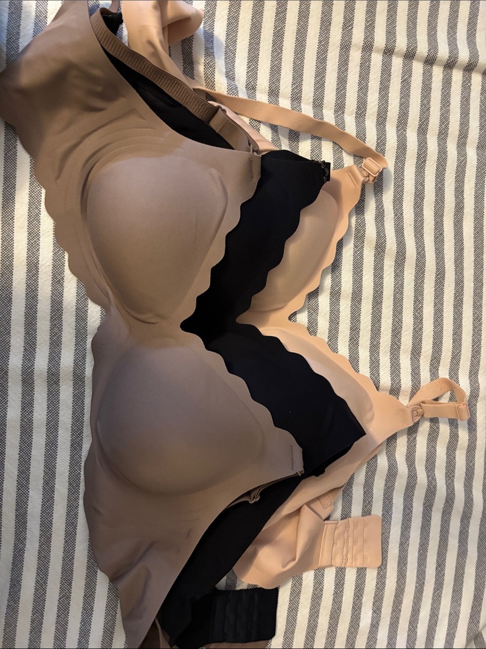 MomCozy Nursing Everyday Smooth Contour Bra - Nude/Black/ Brown - Set of 3 - XL